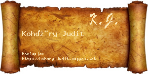 Koháry Judit névjegykártya